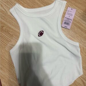 Target White Ribbed Tank Top with Maroon Football Patch
